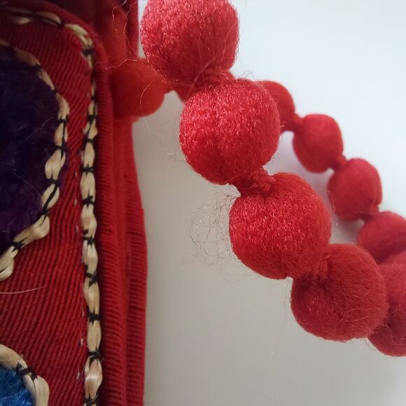 Embroidered Crewel Red Purse Envelope Clutch Crossbody Bag Boho Fiesta India - Picture 3 of 11